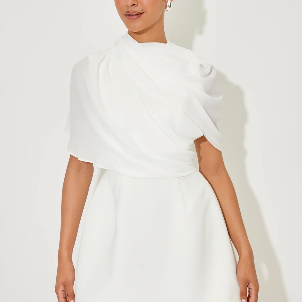 Chic White Draped Wedding Dress